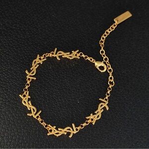 SAINT LAURENT YSL Monogram Gold-Tone Bracelet
